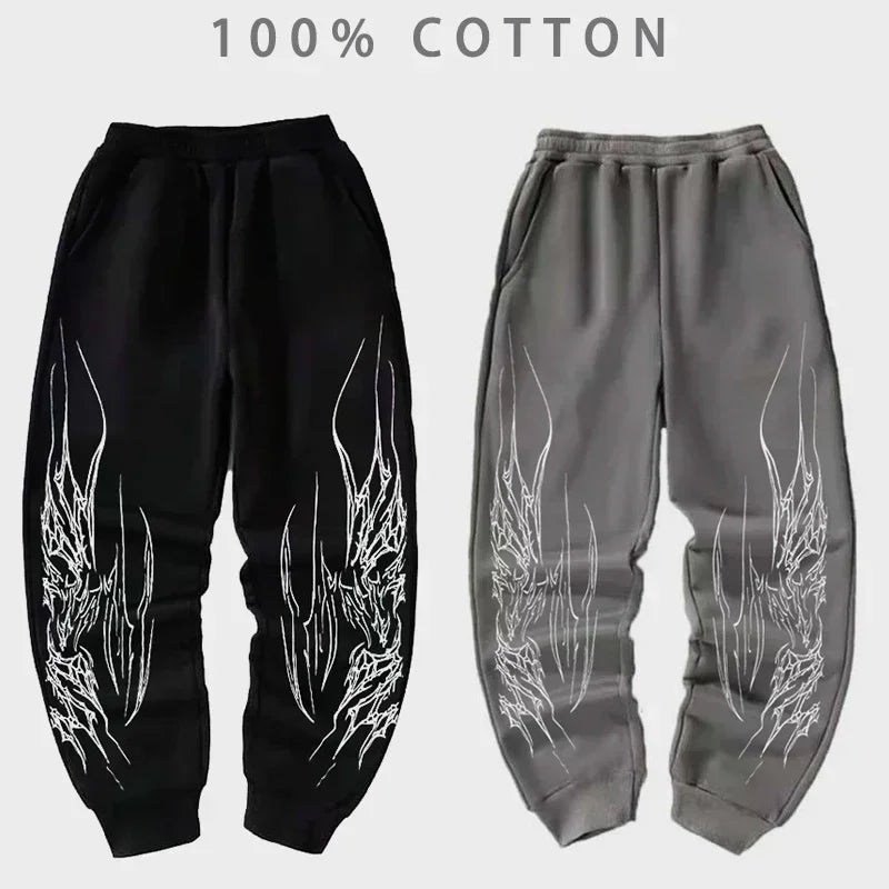 American Retro Hip-Hop Pop Loose Leggings Men's Y2K New Harajuku Gothic Casual Joker Fitness Pants Jogging Pants Street Wear - Endisnia