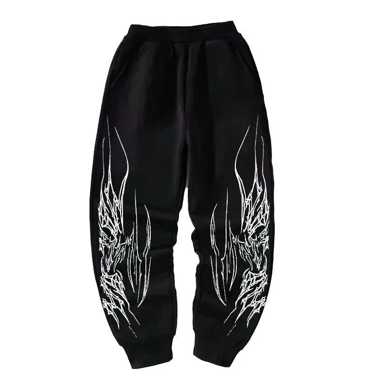 American Retro Hip-Hop Pop Loose Leggings Men's Y2K New Harajuku Gothic Casual Joker Fitness Pants Jogging Pants Street Wear - Endisnia